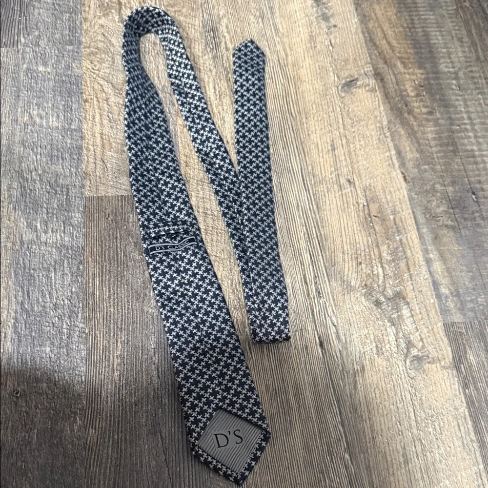 Men's Houndstooth Patterned Tie - Blue and Gray